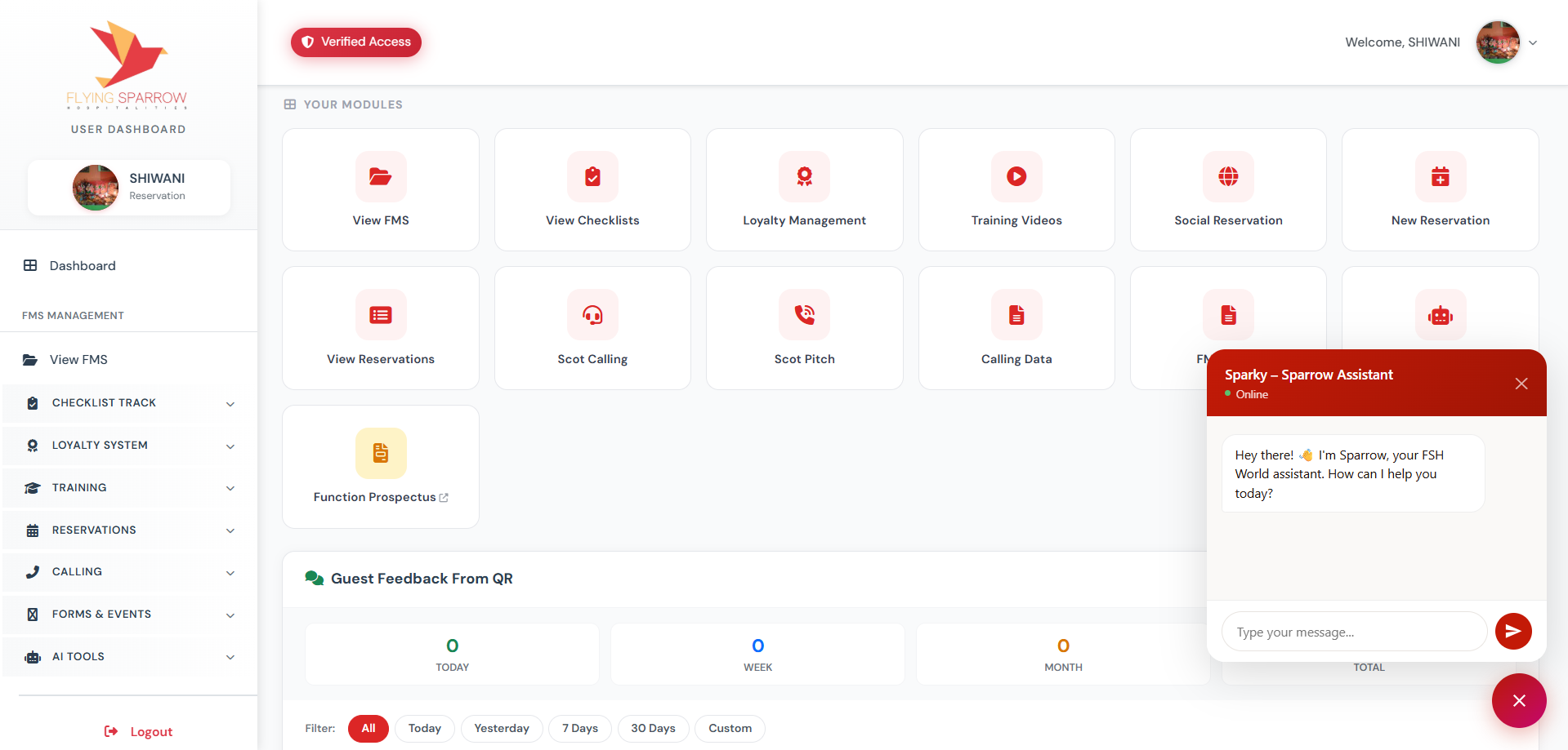 SparrowSuite Dashboard Preview